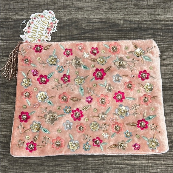 Floral/Beaded Embroidered Clutch/Make-Up Bag 💐 - Picture 1 of 8